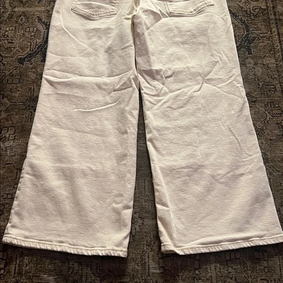 Anthropologie Pilcro Cuffed Crop High-Rise Wide-Leg Jeans Size 33 P Cream - Picture 10 of 15